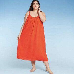 KONA SOL Plus Size Midi Cover Up Dress in Rust